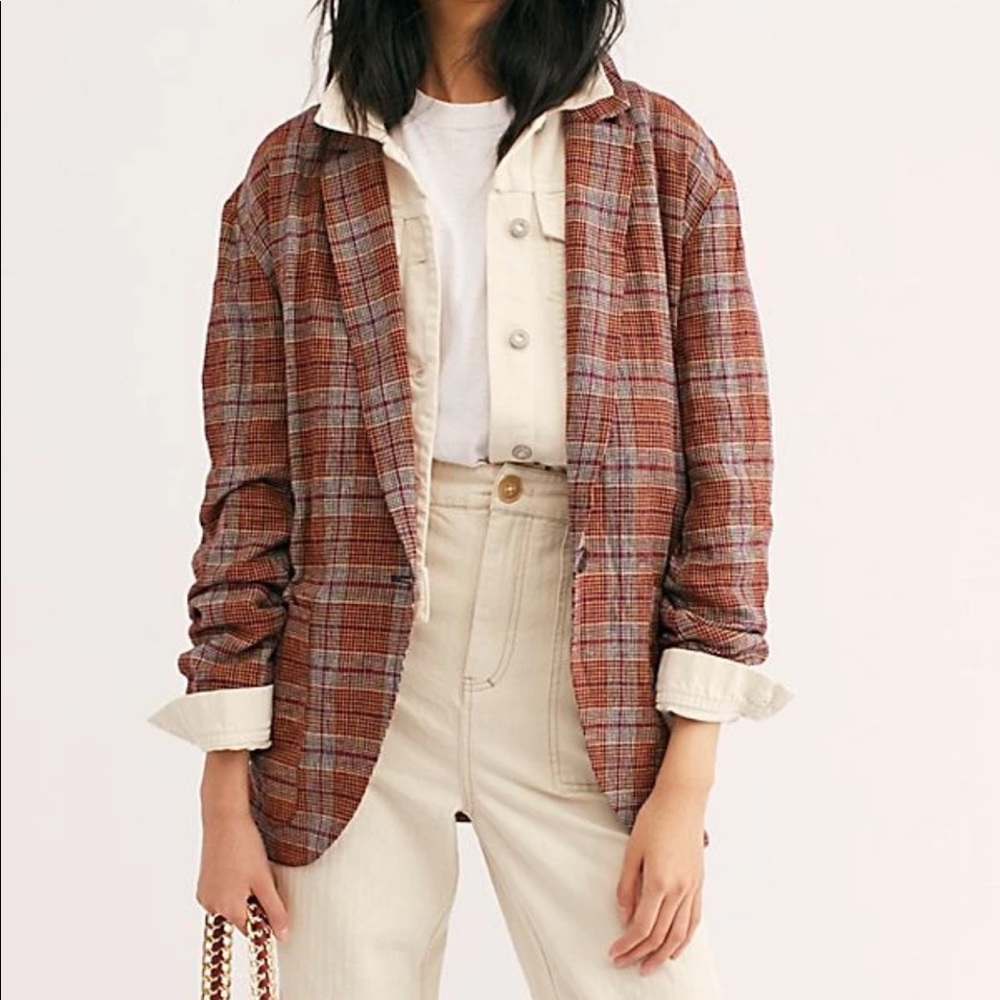 Free People Slouchy Plaid Blazer